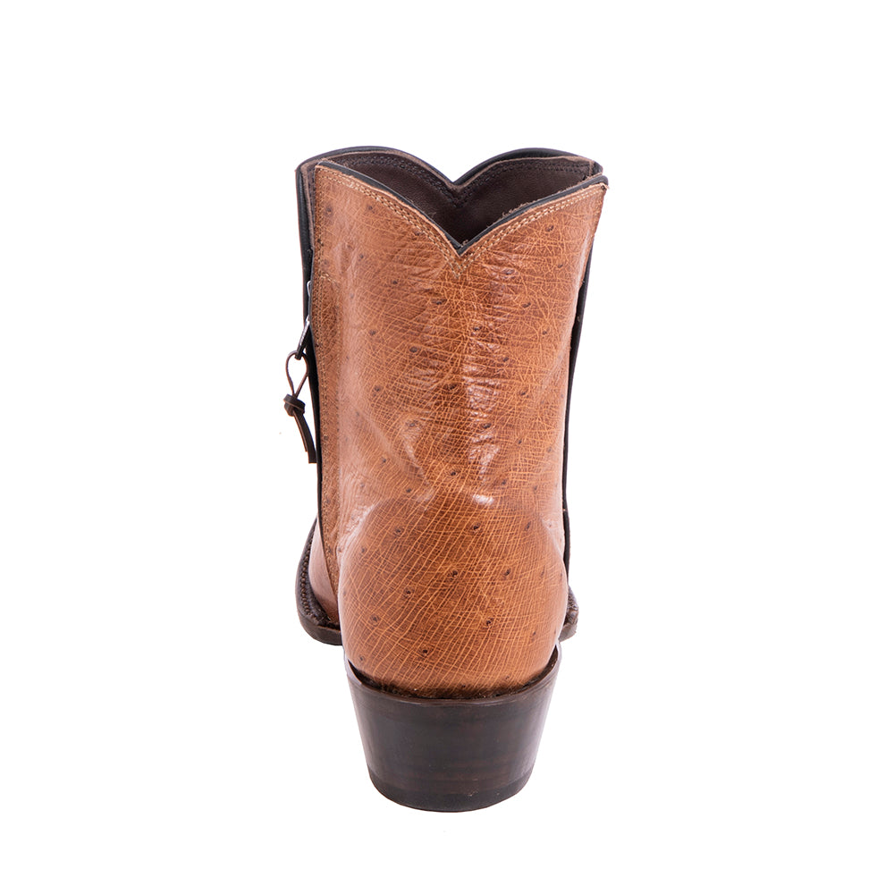 Ladies Short Brandy Smooth Ostrich Boot