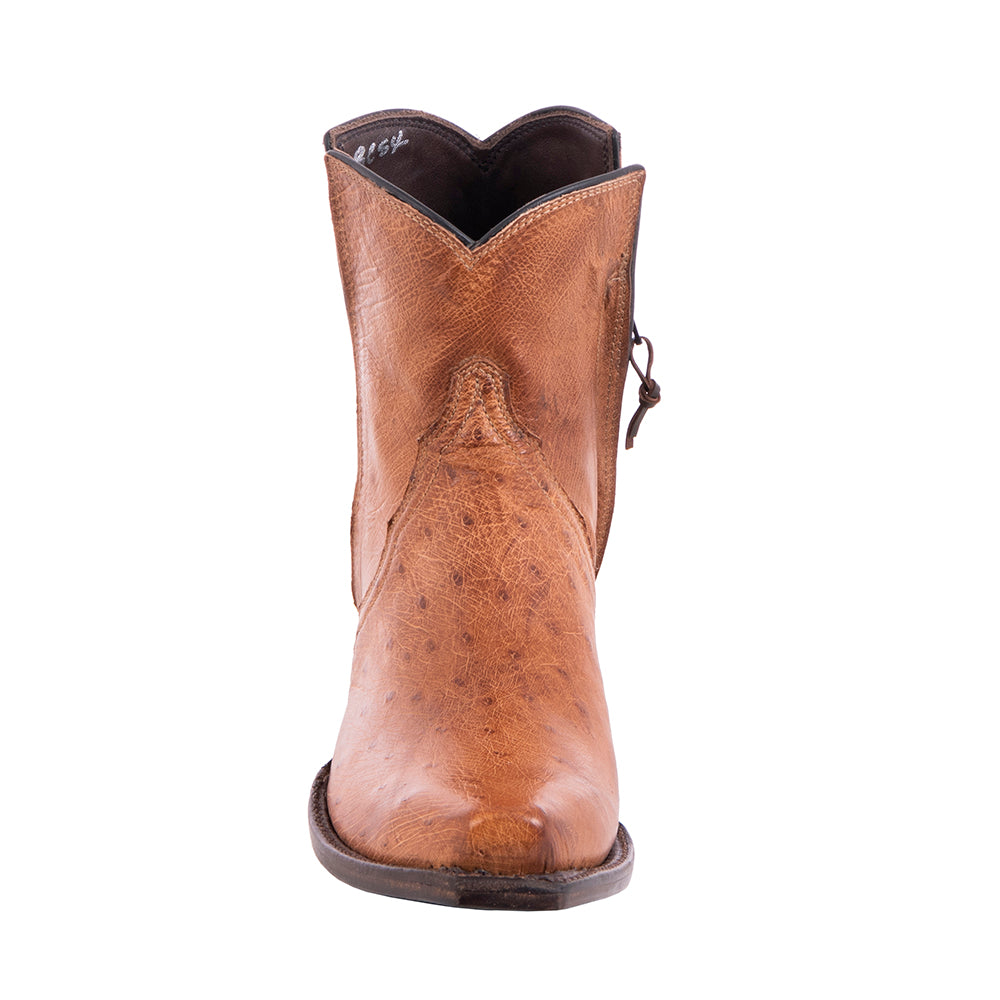 Ladies Short Brandy Smooth Ostrich Boot