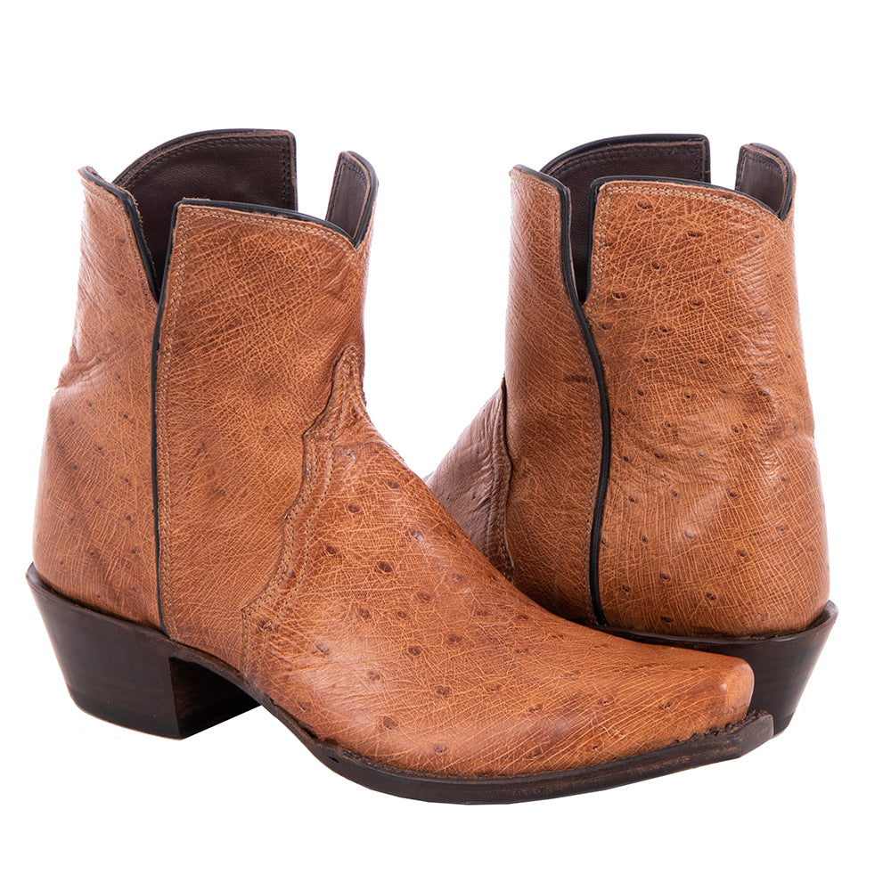Ladies Short Brandy Smooth Ostrich Boot