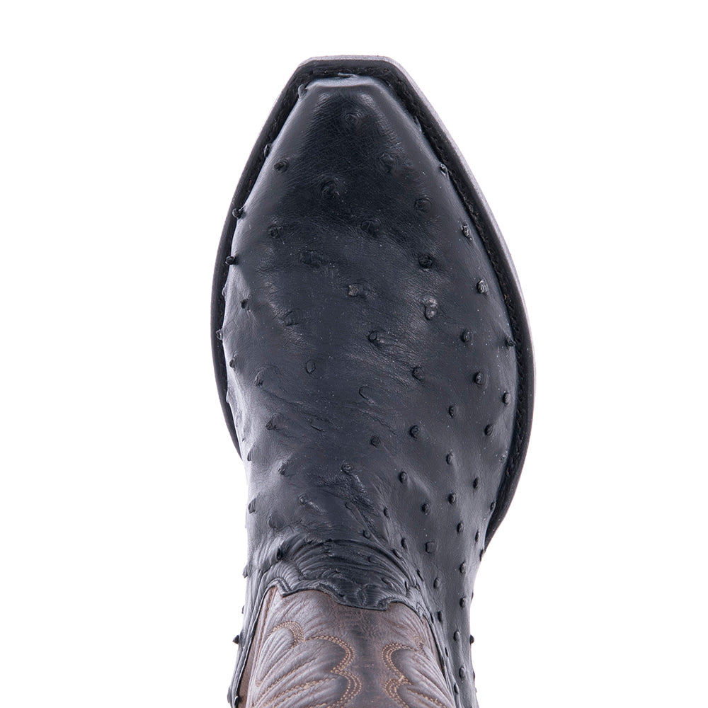 Ladies 13" Black Full Quill Ostrich Tobac Winn Cowboy Boot