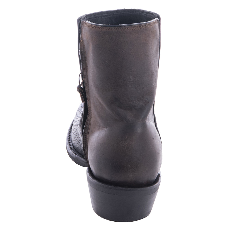 Men's Black Shark Tobac Goat Short Cowboy Boot with Mini Vibram Sole