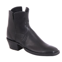 Ladies Short Black Aniline Cowboy Boot with Mini Vibram Sole