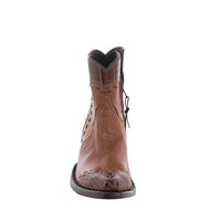 Ladies Shorty British Tan Aniline/Peanut Matte Gator Wingtip, Half, and Collar with Full Buckstitch