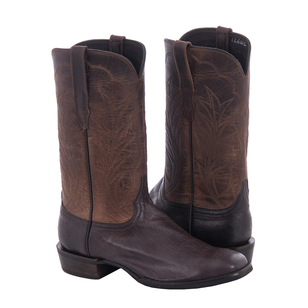 Men's 13-2 Nicotine Smooth Ostrich Canella Goat Winn Cowboy Boot