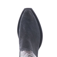 Ladies 12" Black Elephant Grey Bison Green Stitch Cowboy Boot