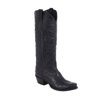 Ladies Cowboy Black Full Quill Ostrich with Black Kidskin