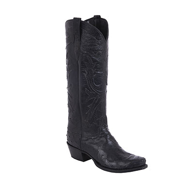 Ladies Cowboy Black Full Quill Ostrich with Black Kidskin