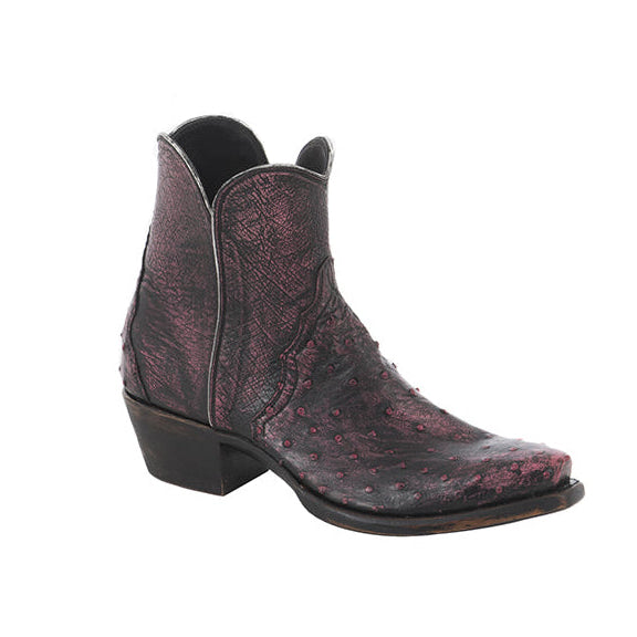 Ladies Short Pink Full Quill Ostrich with Black Overwash Boot