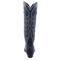 Ladies 17" Black Bison Winn Stitch Cowboy Boot with Toe Bug