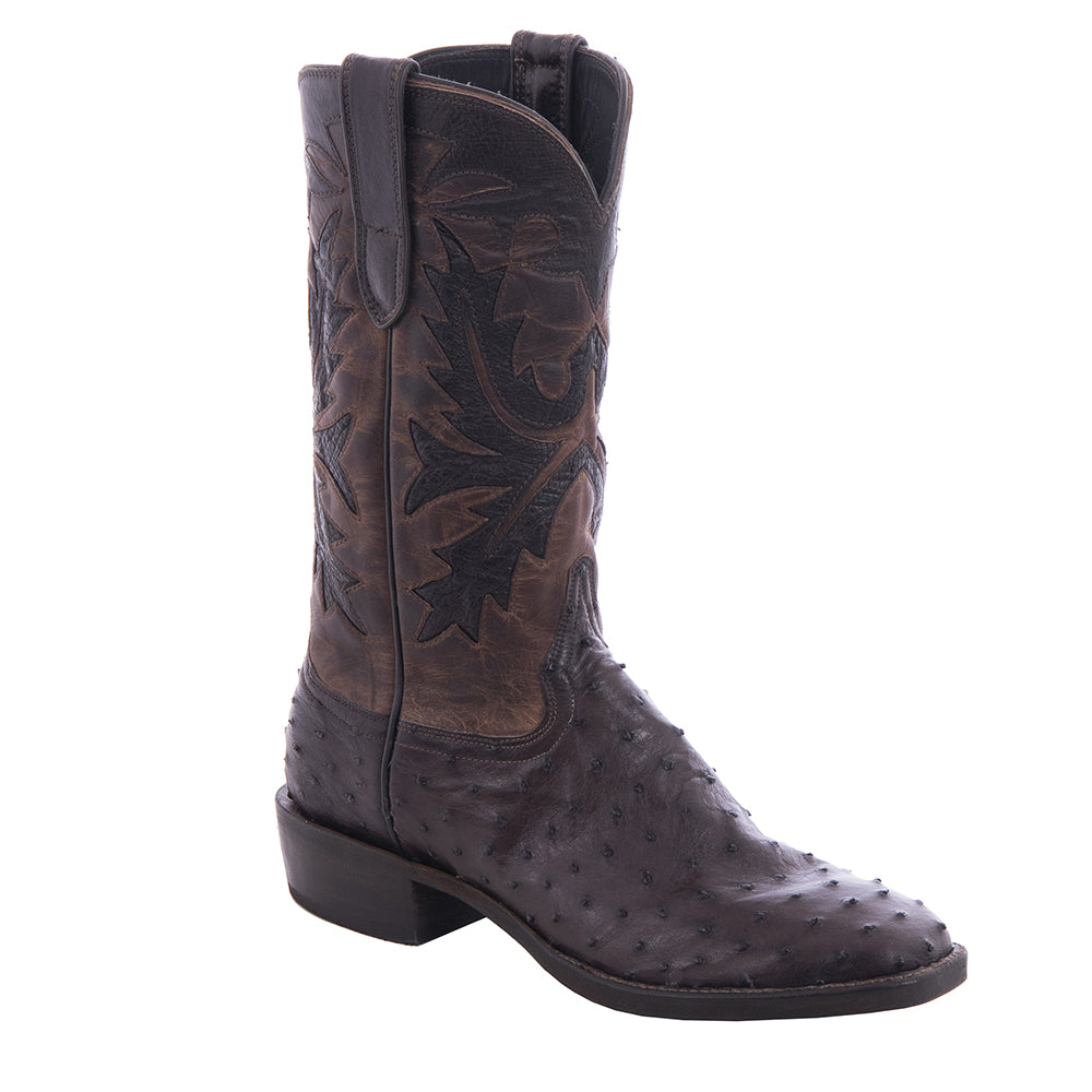 Ladies Cowboy 12-2 Kango Full Quill Ostrich/Canella Goat Fern Inlay Spur Lip and Heavy Sole