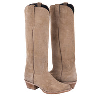 Ladies 17" Tan Roughout Toe Bug Cowboy Boot