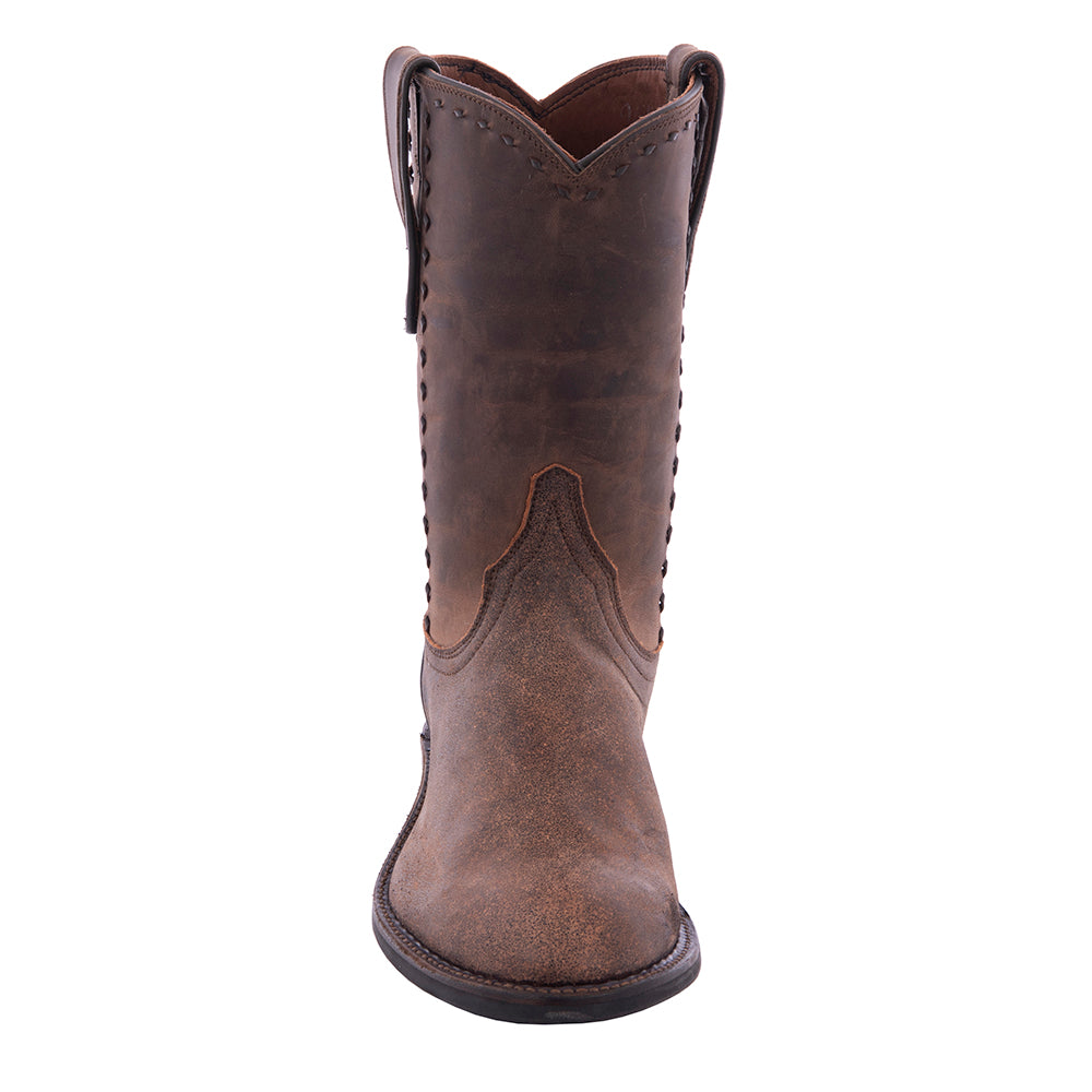 Men's 10" Brown Bomber Tobac 1/2 Buckstitch Roper with Mini Vibram