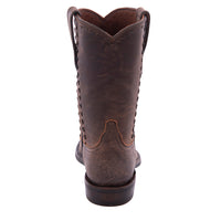 Men's 10" Brown Bomber Tobac Goat 1/2 Chocolate Buckstitch Roper with Mini Vibram