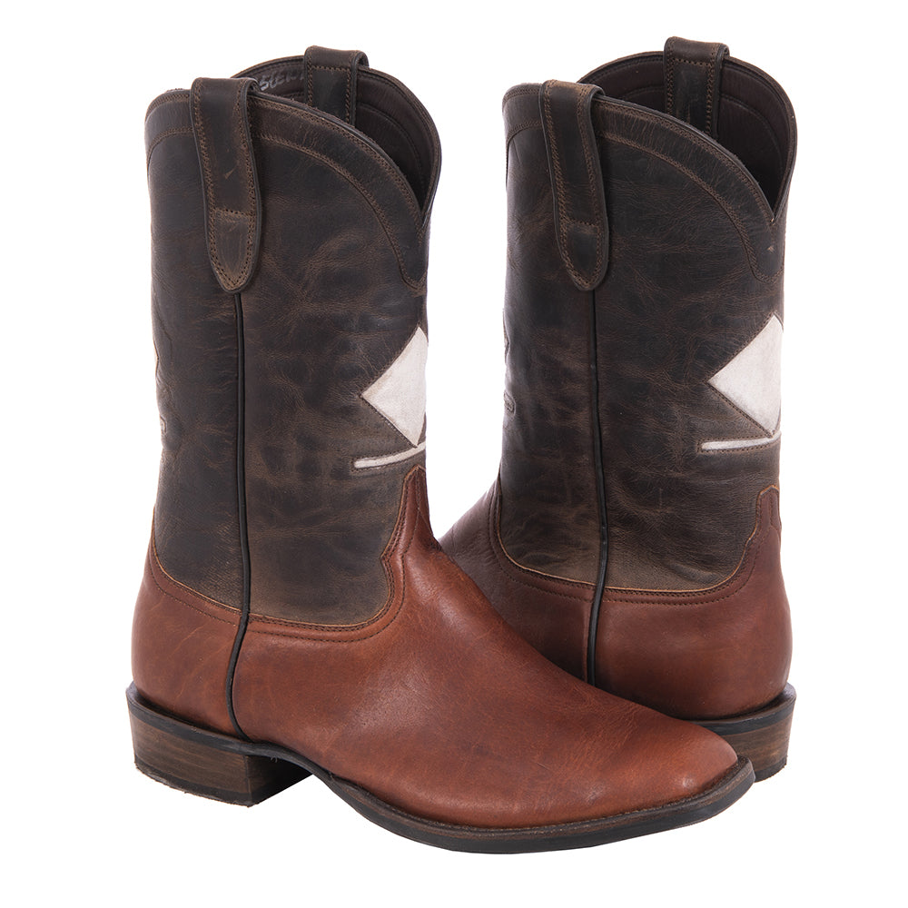 Men's Cowboy 12-2.5 Whiskey Bison/Tobac Goat Custom Brand Mini Vibram Sole