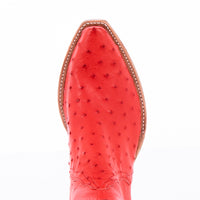 Ladies Red Full Quill Ostrich Short Boots