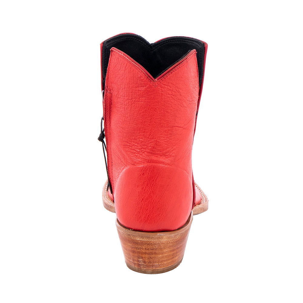 Ladies Red Full Quill Ostrich Short Boots