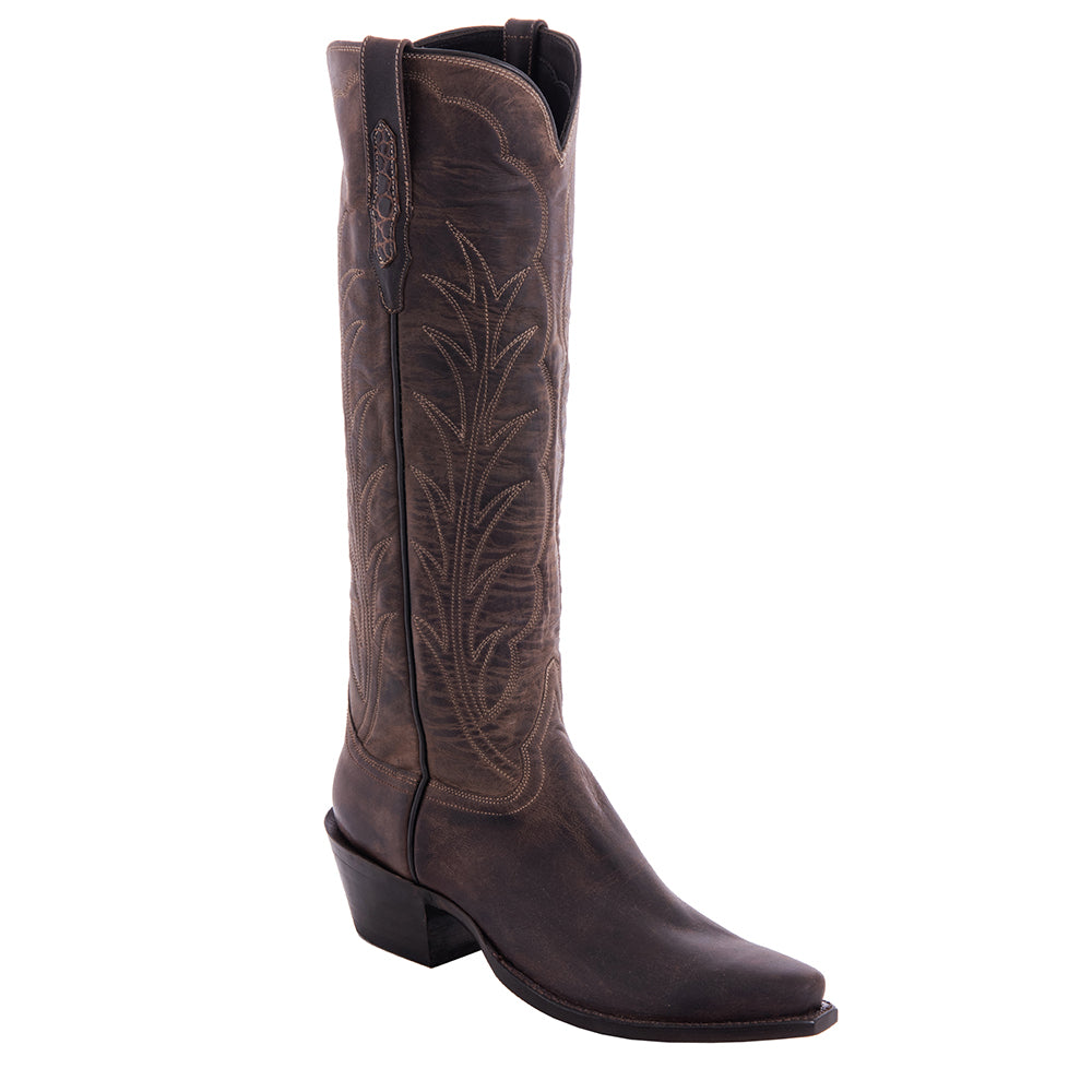 Ladies 17" Tobac Goat Winn Stitch Cowboy Boot