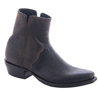 Men's Black Shark Tobac Goat Short Cowboy Boot with Mini Vibram Sole