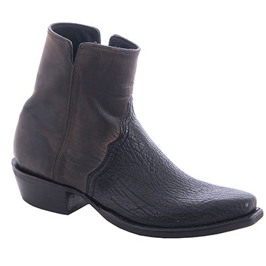 Men's Black Shark Tobac Goat Short Cowboy Boot with Mini Vibram Sole