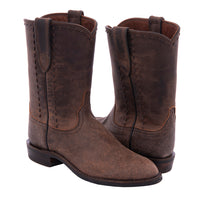 Men's 10" Brown Bomber Tobac Goat 1/2 Chocolate Buckstitch Roper with Mini Vibram