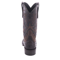 Ladies Cowboy 12-2 Nicotine Full Quill Ostrich/Canella Goat Fern Inlay Spur Lip and Heavy Sole