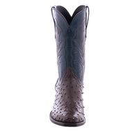 Men's 12" Nicotine Full Quill Ostrich Blue Kidskin Winn Cowboy Boot