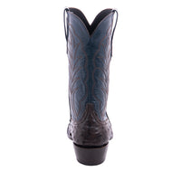 Men's 12" Nicotine Full Quill Ostrich Blue Kidskin Winn Cowboy Boot