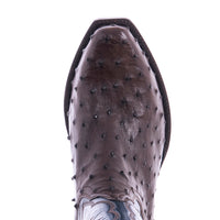 Men's 12" Nicotine Full Quill Ostrich Blue Kidskin Winn Cowboy Boot