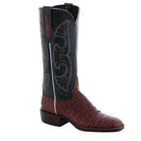 Ladies 13-2 Raisin Caiman Green Velvet Swan Cowboy Boot