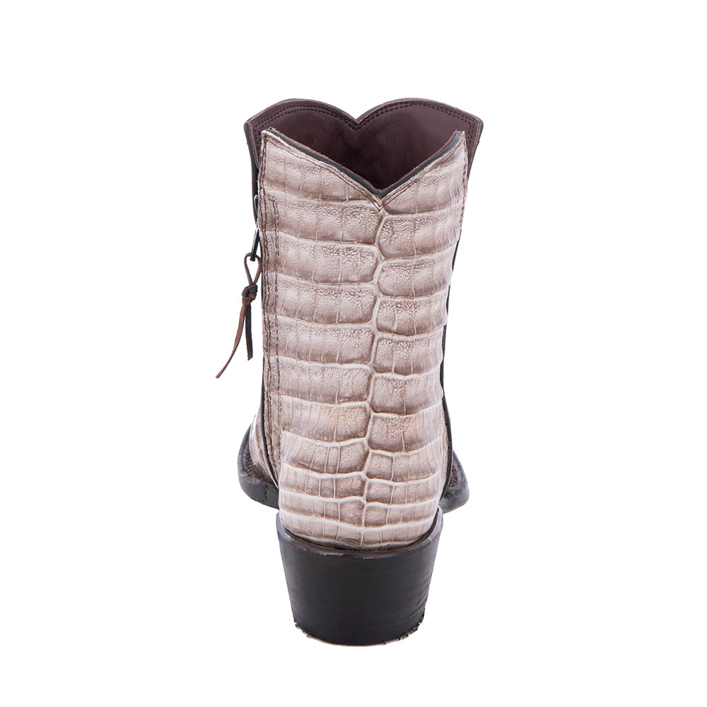 Ladies Dark Natural Caiman Belly Short Boots