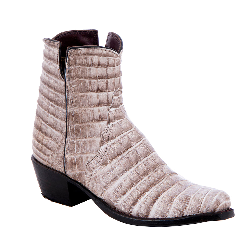 Ladies Dark Natural Caiman Belly Short Boots
