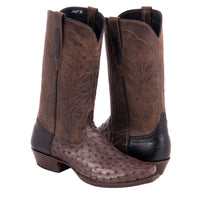 Men's 13" Nicotine Full Quill Ostrich Tobac Goat Winn Cowboy