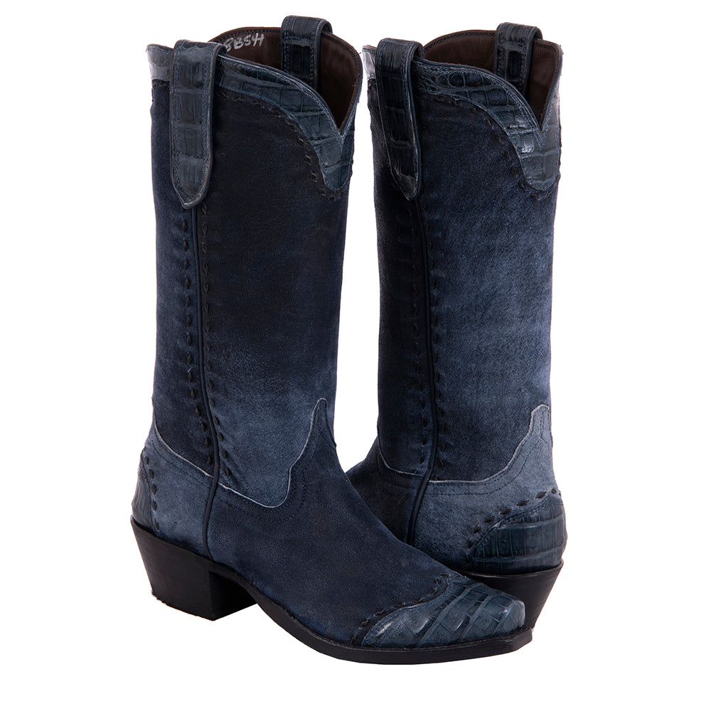 Ladies 13" Navy Break Nile Tipped Cowboy Boot
