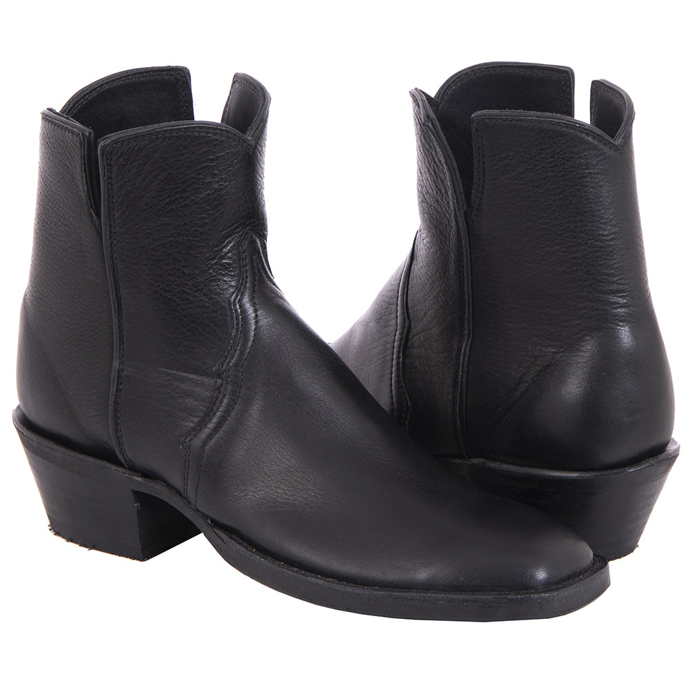 Ladies Short Black Aniline Cowboy Boot with Mini Vibram Sole