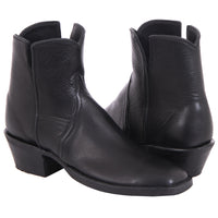 Ladies Short Black Aniline Cowboy Boot with Mini Vibram Sole