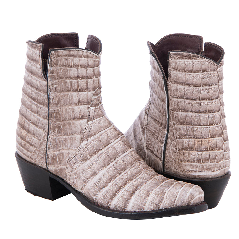 Ladies Dark Natural Caiman Belly Short Boots