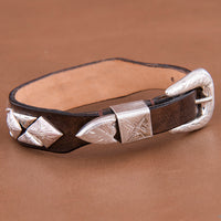 DIAMOND 1/2 DIAMOND BRACELET ON CHOCOLATE LEATHER