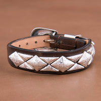 DIAMOND 1/2 DIAMOND BRACELET ON CHOCOLATE LEATHER