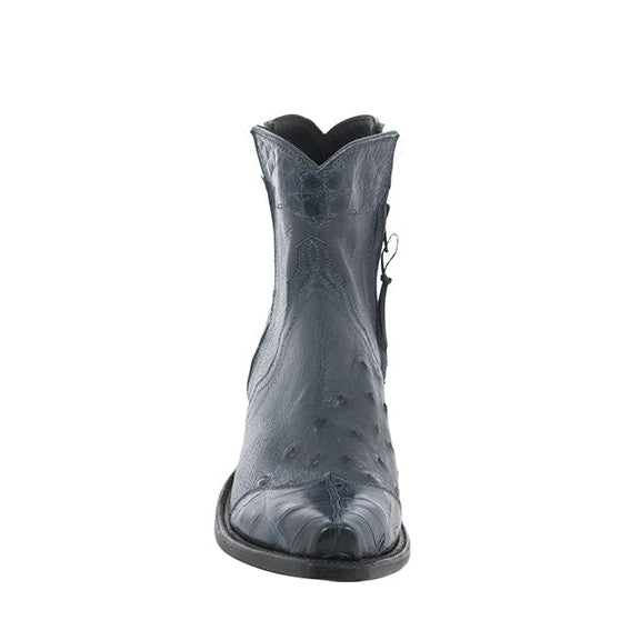 Ladies Short Navy Smooth Ostrich with Navy Gator Wingtip and Collar
