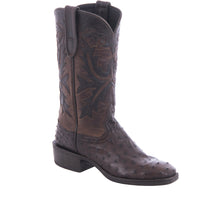 Ladies Cowboy 12-2 Nicotine Full Quill Ostrich/Canella Goat Fern Inlay Spur Lip and Heavy Sole