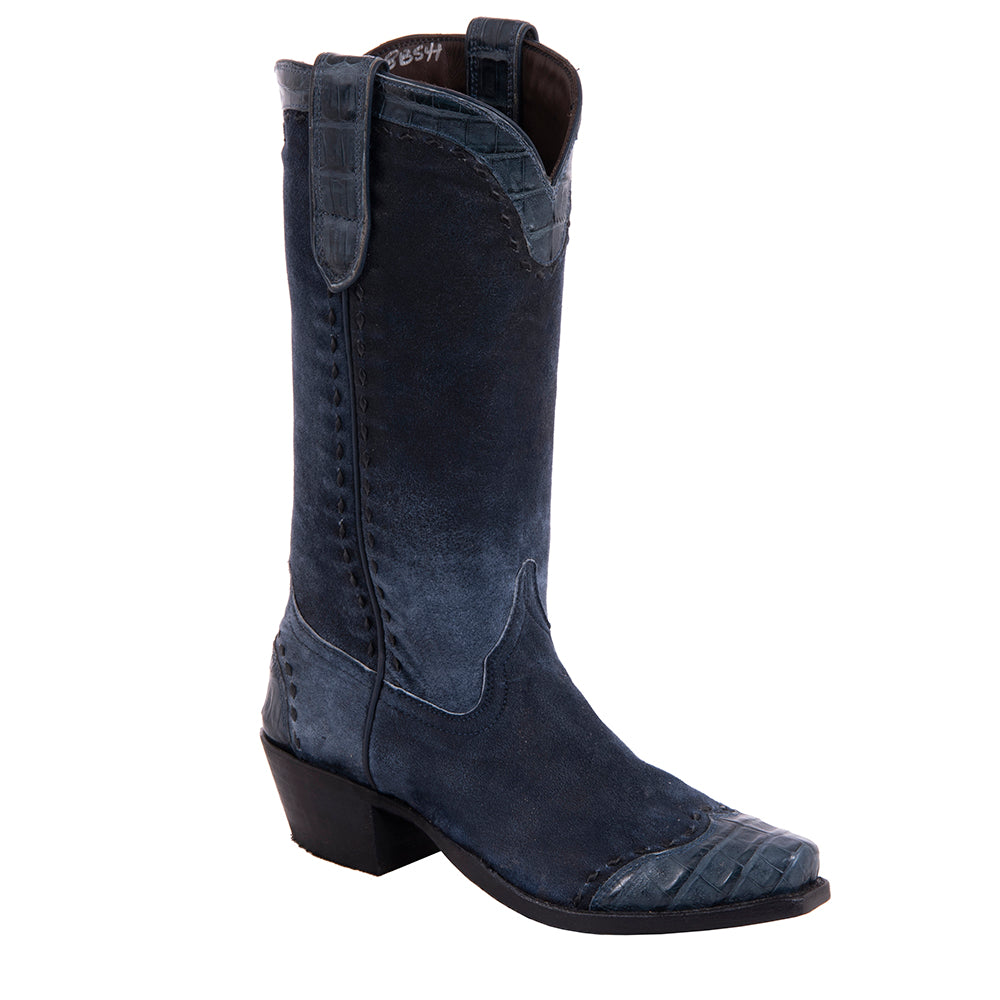 Ladies 13" Navy Break Nile Tipped Cowboy Boot