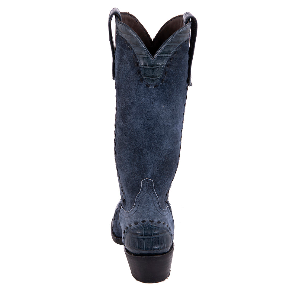 Ladies 13" Navy Break Nile Tipped Cowboy Boot