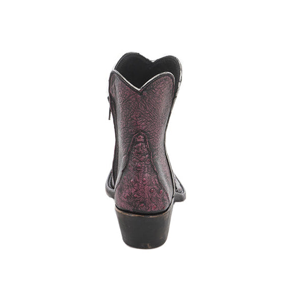 Ladies Short Pink Full Quill Ostrich with Black Overwash Boot