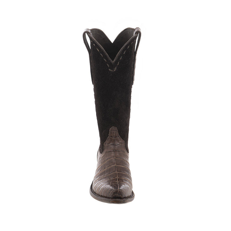 Ladies 13" Nicotine Caiman Chocolate Roughout Half Chocolate Buckstitch