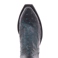 Ladies Short Crystal Blue Ostrich with Black Overwash