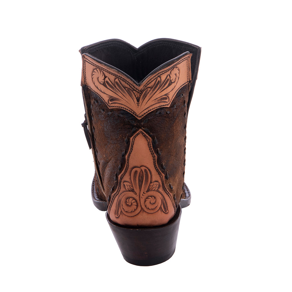 Ladies Camel Break Antique Tooled Short Boots