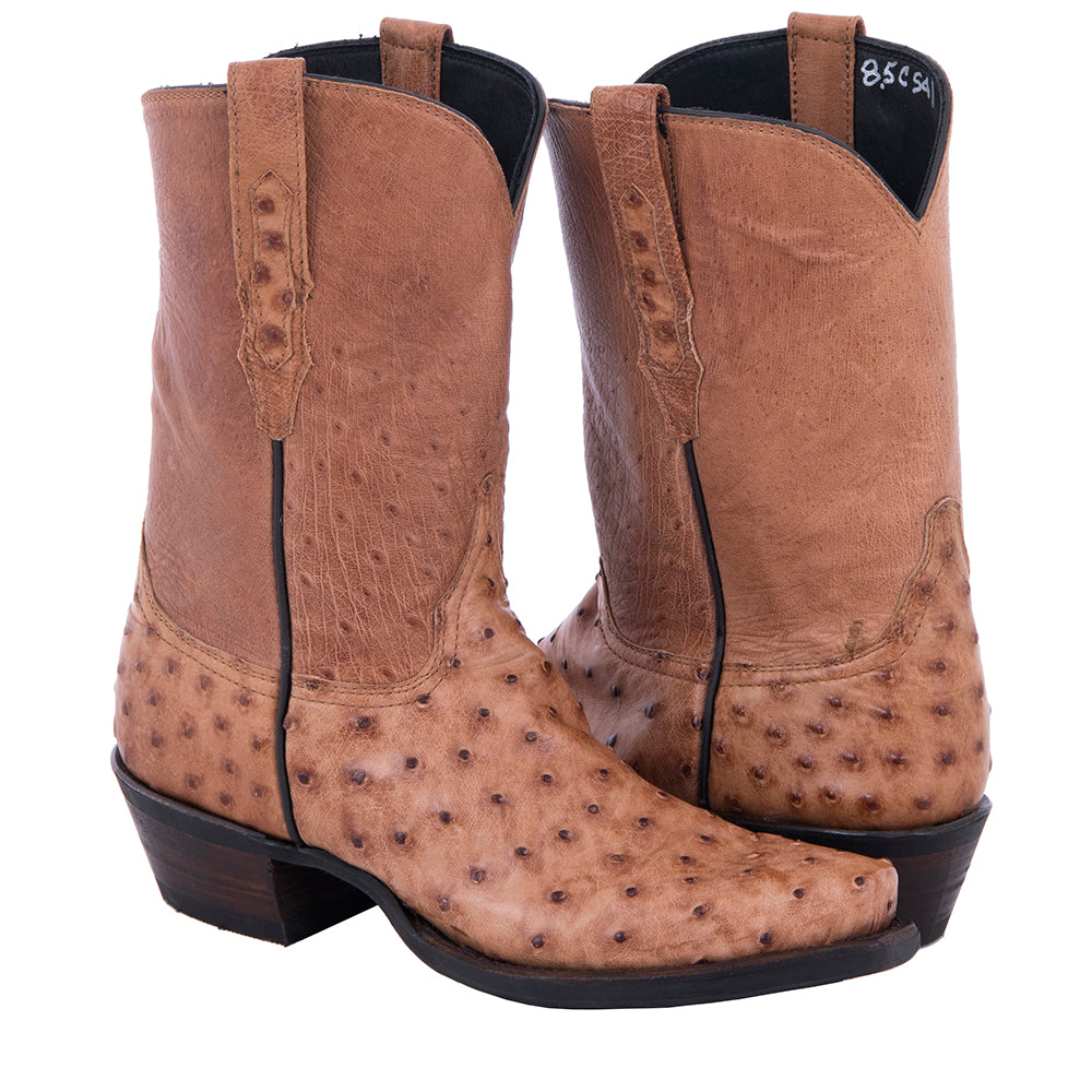 Ladies 10" Brandy Full Quill Ostrich Cowboy Boot with Mini Vibram Sole