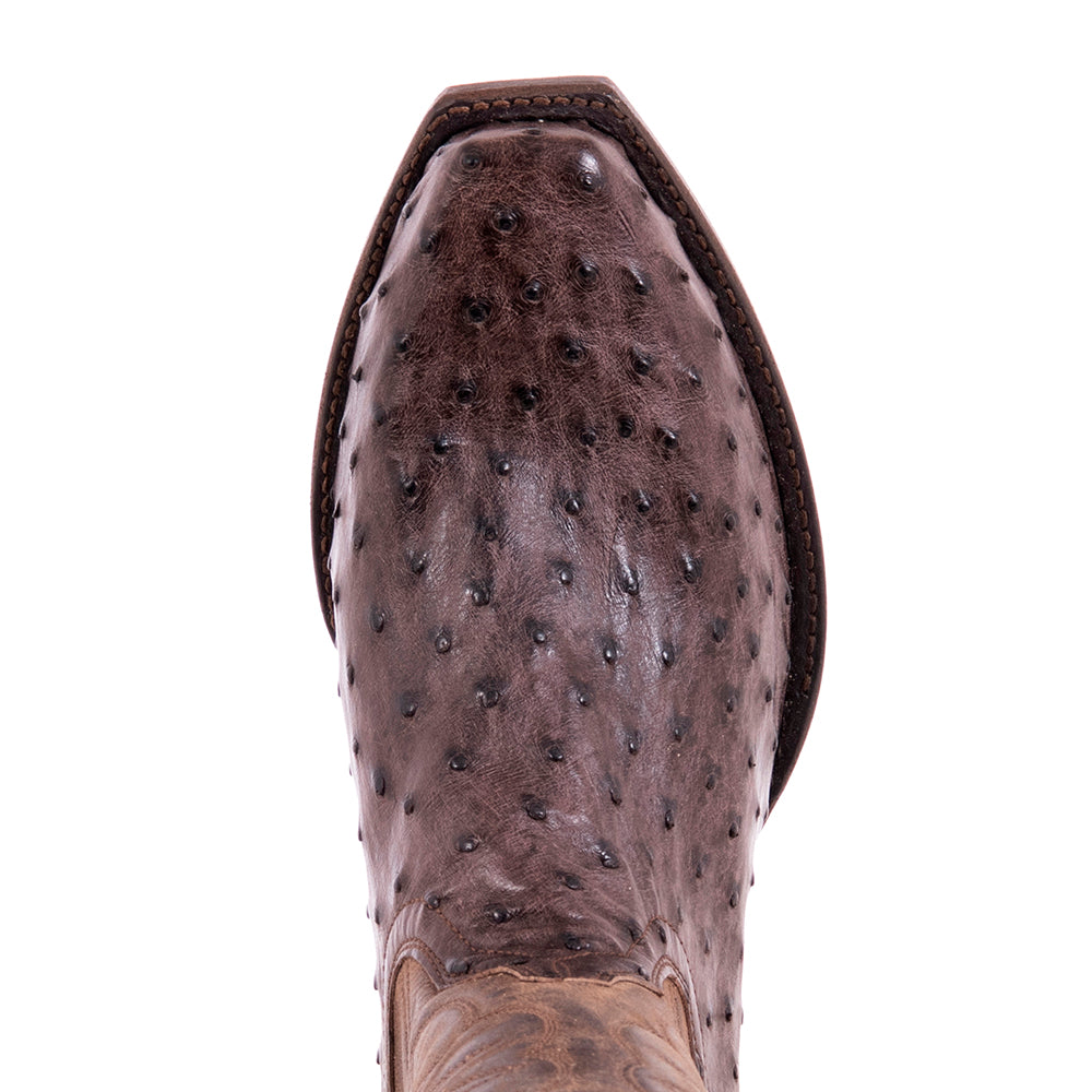Men's 13" Nicotine Full Quill Ostrich Tobac Goat Winn Cowboy