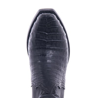 Men's Black Caiman Pull Up Black Goat Short Cowboy Boot