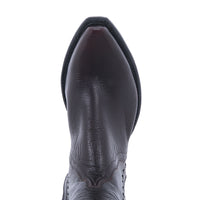 Ladies Short Black Cherry Goat Half Black Buckstitch Boot